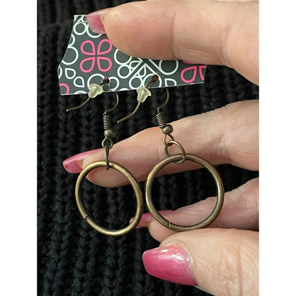 PAPARAZZI Bronze Hoop Charm Accessibly Drop Fashion Earrings - Picture 4 of 5